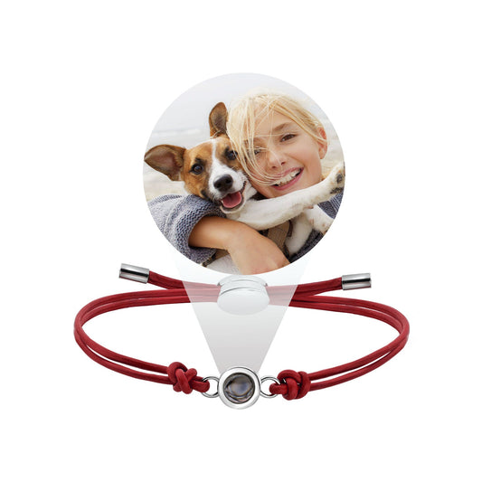 Genuine Leather Red Photo Projection Bracelet